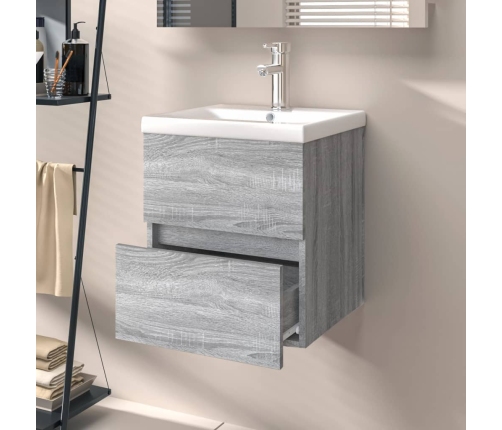 Mueble de lavabo madera de ingeniería gris Sonoma 41x38,5x45 cm