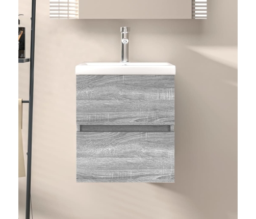 Mueble de lavabo madera de ingeniería gris Sonoma 41x38,5x45 cm