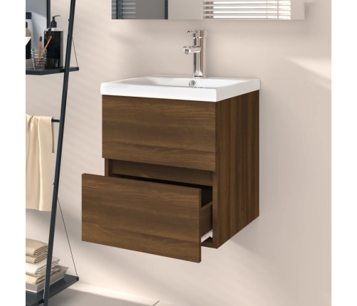 Mueble de lavabo madera de ingeniería marrón roble 41x38,5x45cm