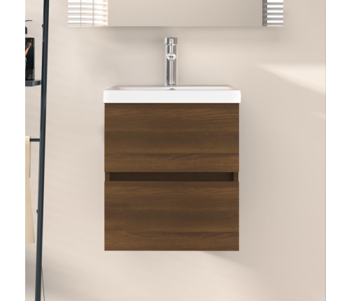 Mueble de lavabo madera de ingeniería marrón roble 41x38,5x45cm