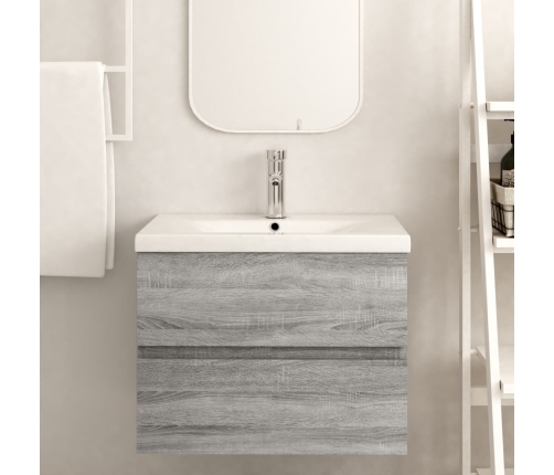 Mueble de lavabo madera de ingeniería gris Sonoma 60x38,5x45 cm