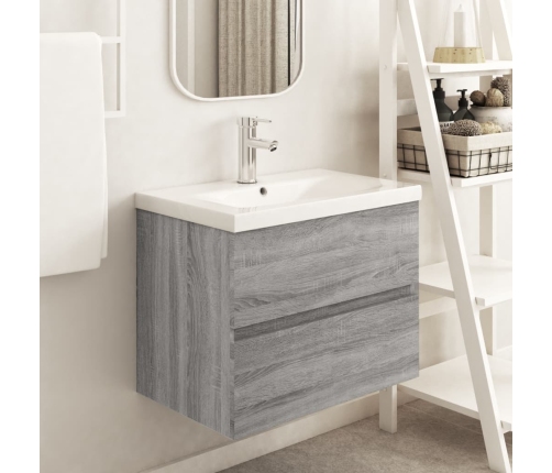 Mueble de lavabo madera de ingeniería gris Sonoma 60x38,5x45 cm