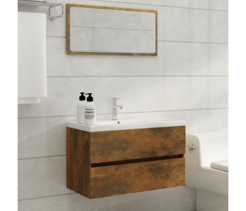 Mueble lavabo madera contrachapada roble ahumado 80x38,5x45cm