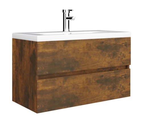 Mueble lavabo madera contrachapada roble ahumado 80x38,5x45cm