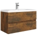 Mueble lavabo madera contrachapada roble ahumado 80x38,5x45cm