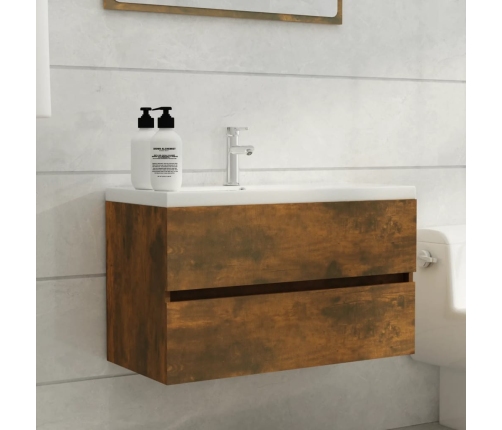 Mueble lavabo madera contrachapada roble ahumado 80x38,5x45cm