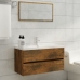 Mueble lavabo madera contrachapada roble ahumado 90x38,5x45cm