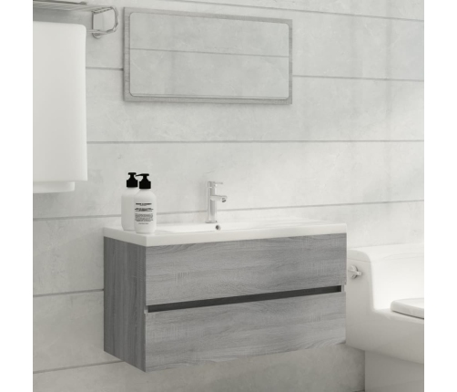 Mueble de lavabo madera de ingeniería gris Sonoma 90x38,5x45cm