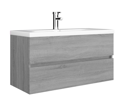 Mueble de lavabo madera de ingeniería gris Sonoma 90x38,5x45cm