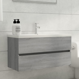 Mueble de lavabo madera de ingeniería gris Sonoma 90x38,5x45cm