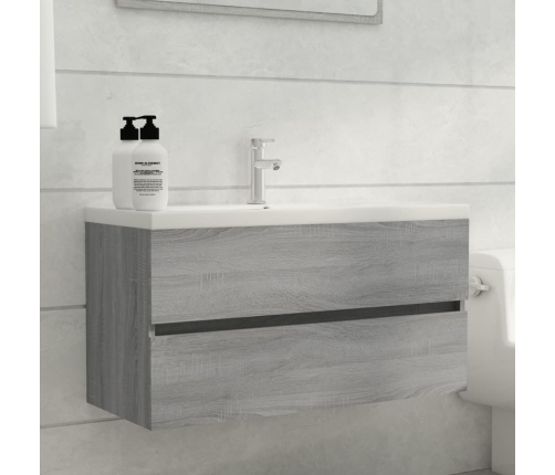 Mueble de lavabo madera de ingeniería gris Sonoma 90x38,5x45cm