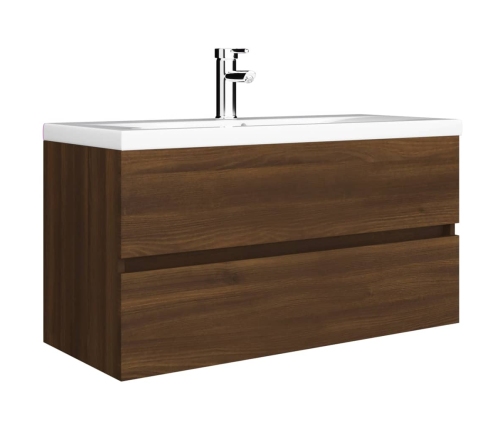 Mueble de lavabo madera de ingeniería roble marrón 90x38,5x45cm