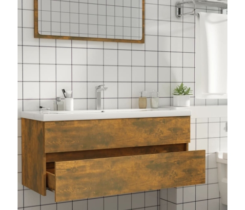 Mueble lavabo madera contrachapada roble ahumado 100x38,5x45 cm