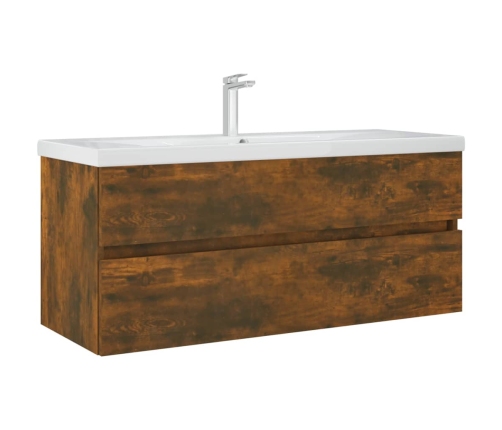 Mueble lavabo madera contrachapada roble ahumado 100x38,5x45 cm