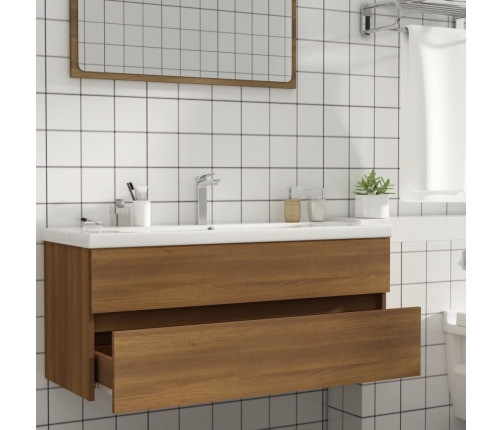 Mueble de lavabo madera ingeniería roble marrón 100x38,5x45 cm