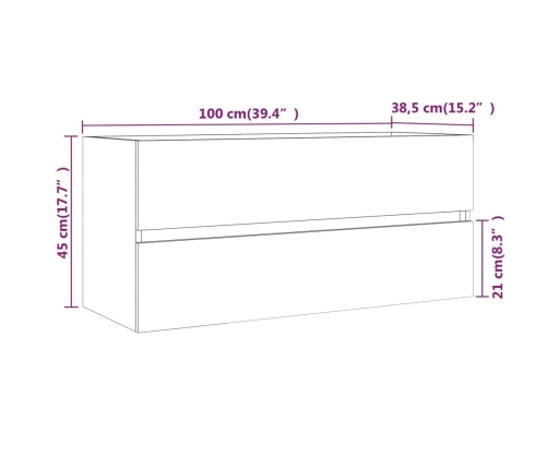 Mueble de lavabo madera ingeniería roble marrón 100x38,5x45 cm