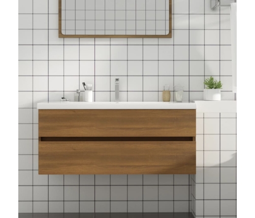 Mueble de lavabo madera ingeniería roble marrón 100x38,5x45 cm