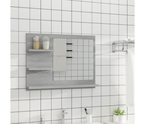 Espejo de baño madera contrachapada gris Sonoma 60x10,5x45 cm