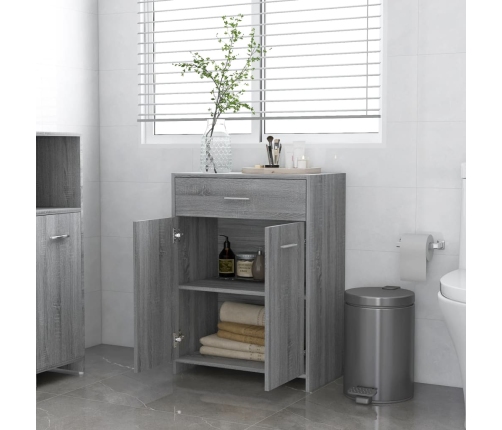 Armario de baño madera contrachapada gris Sonoma 60x33x80 cm