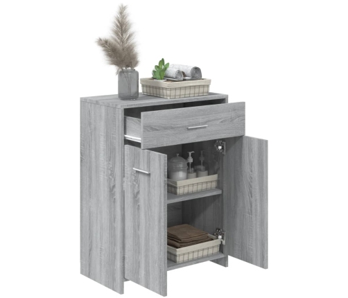 Armario de baño madera contrachapada gris Sonoma 60x33x80 cm