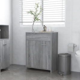 Armario de baño madera contrachapada gris Sonoma 60x33x80 cm