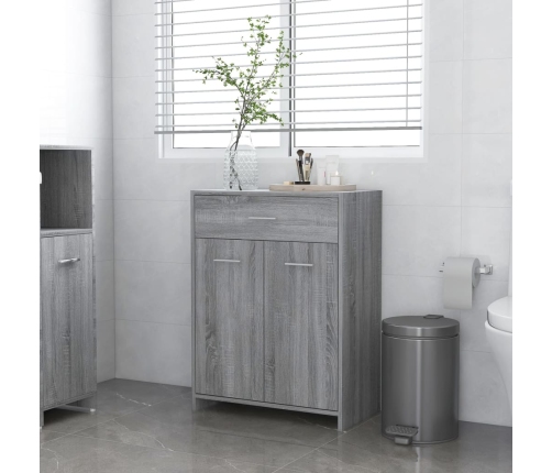 Armario de baño madera contrachapada gris Sonoma 60x33x80 cm