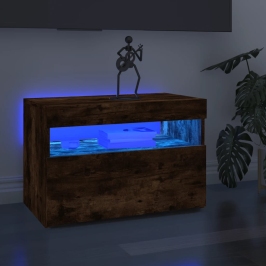 Muebles de TV con luces LED 2 uds roble ahumado 60x35x40 cm