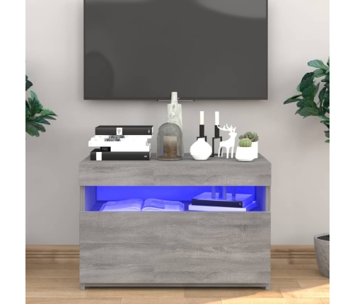 Mueble de TV con luces LED gris Sonoma 60x35x40 cm