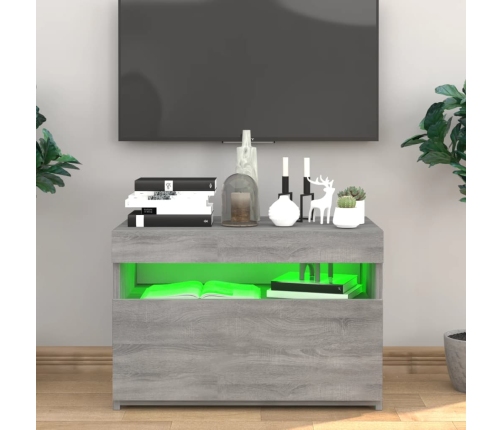 Mueble de TV con luces LED gris Sonoma 60x35x40 cm