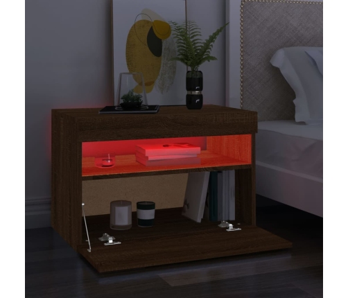 Mueble de TV con luces LED color roble ahumado 60x35x40 cm