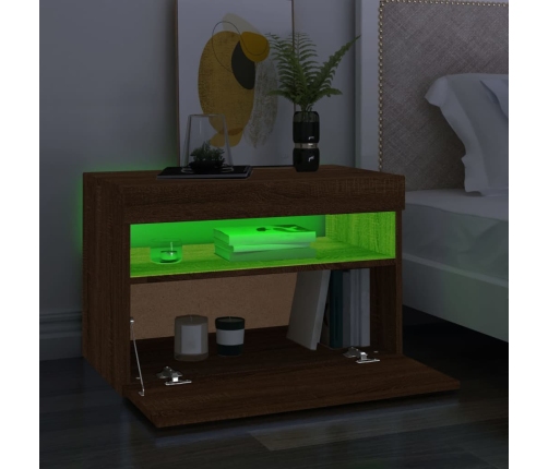 Muebles de TV con luces LED 2 uds marrón roble 60x35x40 cm