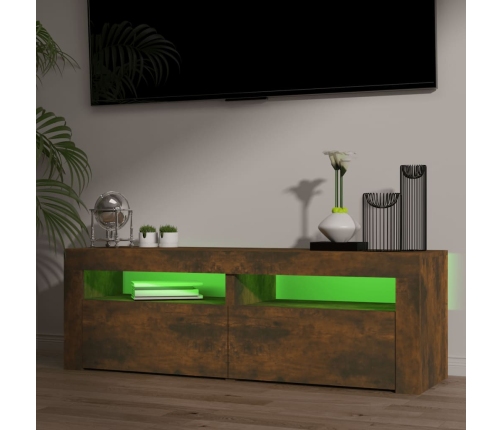 Mueble de TV con luces LED roble ahumado 120x35x40 cm