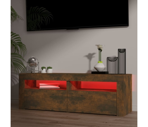 Mueble de TV con luces LED roble ahumado 120x35x40 cm