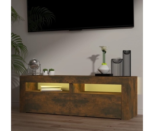 Mueble de TV con luces LED roble ahumado 120x35x40 cm