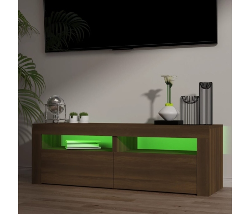 vidaXL Mueble de TV con luces LED marrón roble 120x35x40 cm