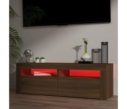 vidaXL Mueble de TV con luces LED marrón roble 120x35x40 cm