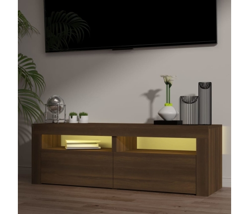 vidaXL Mueble de TV con luces LED marrón roble 120x35x40 cm