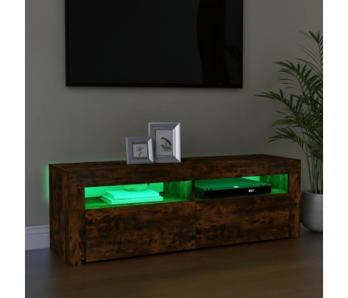 Mueble de TV con luces LED color roble ahumado 120x35x40 cm