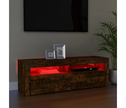 Mueble de TV con luces LED color roble ahumado 120x35x40 cm