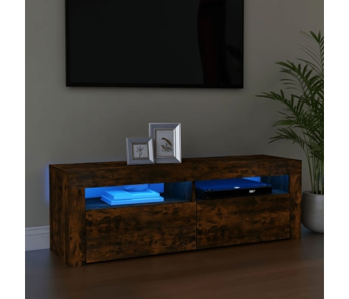 Mueble de TV con luces LED color roble ahumado 120x35x40 cm