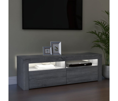 Mueble de TV con luces LED gris Sonoma 120x35x40 cm