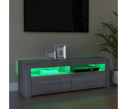 Mueble de TV con luces LED gris Sonoma 120x35x40 cm