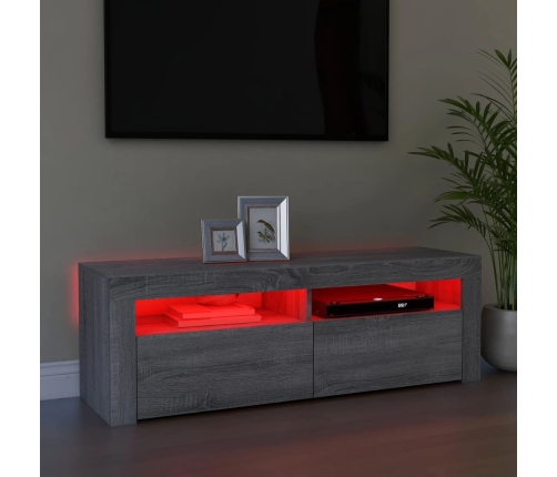 Mueble de TV con luces LED gris Sonoma 120x35x40 cm