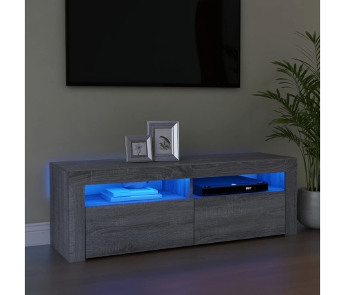 Mueble de TV con luces LED gris Sonoma 120x35x40 cm