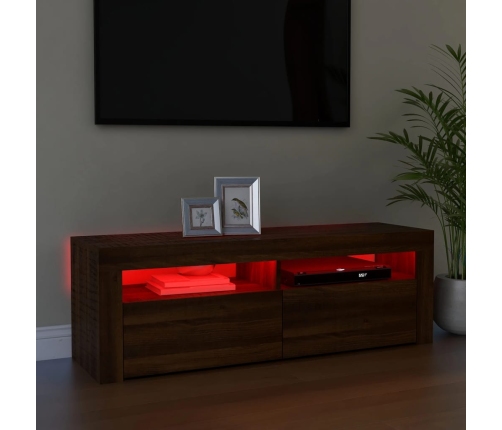 Mueble de TV con luces LED marrón roble 120x35x40 cm