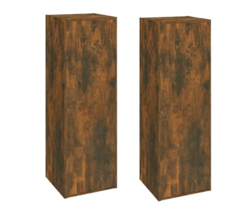 Muebles para TV 2 uds madera roble ahumado 30,5x30x90 cm