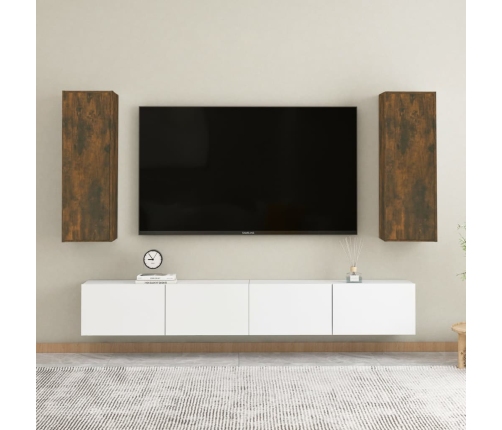 Muebles para TV 2 uds madera roble ahumado 30,5x30x90 cm