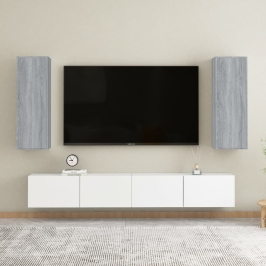 Mueble de TV 2 uds madera ingeniería gris Sonoma 30,5x30x90 cm
