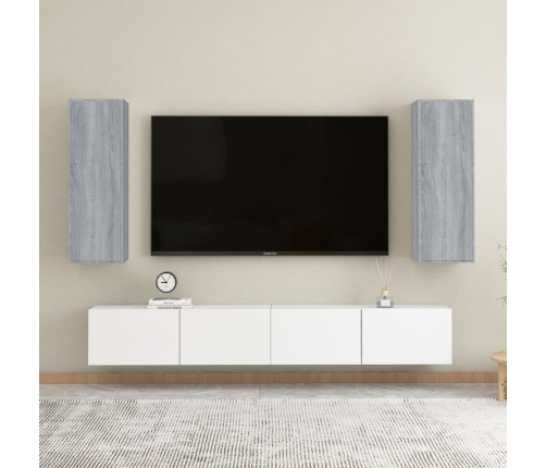 Mueble de TV 2 uds madera ingeniería gris Sonoma 30,5x30x90 cm