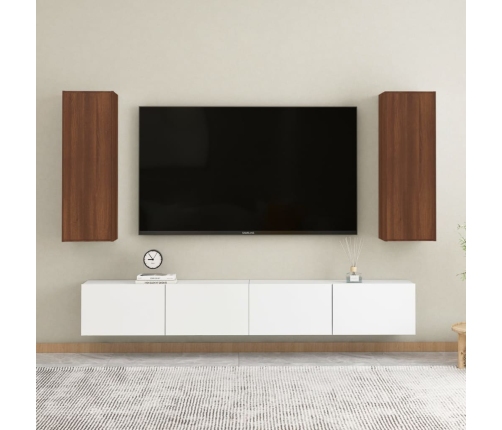 Muebles TV 2 uds madera de ingeniería marrón roble 30,5x30x90cm